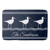 Mit Monogramm Name Sand Pipers Navy Blue Bath Mat Badematte (Vorderseite)