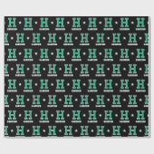 Mit Monogramm Name Star Green Black Geschenkpapier (Flach)