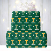 Mit Monogramm Name Star Green Gold Geschenkpapier
