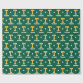 Mit Monogramm Name Star Green Gold Geschenkpapier (Flach)