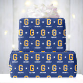 Mit Monogramm Name Star Navy Gold Geschenkpapier