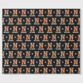 Mit Monogramm Name Star Orange Black Custom Geschenkpapier (Flach)
