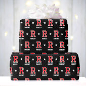 Mit Monogramm Name Star Red Black Geschenkpapier