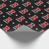 Mit Monogramm Name Star Red Black Geschenkpapier (Ecke)