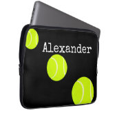 Mit Monogramm Name Tennis Ball Black Laptop Sleeve (Vorne Rechts)