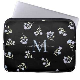 Mit Monogramm Name und Anfangsblau Lila Laptopschutzhülle
