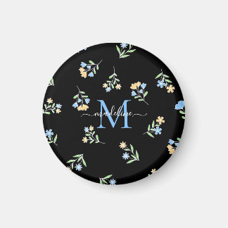 Mit Monogramm Name und Anfangsblauer Gelb Magnet