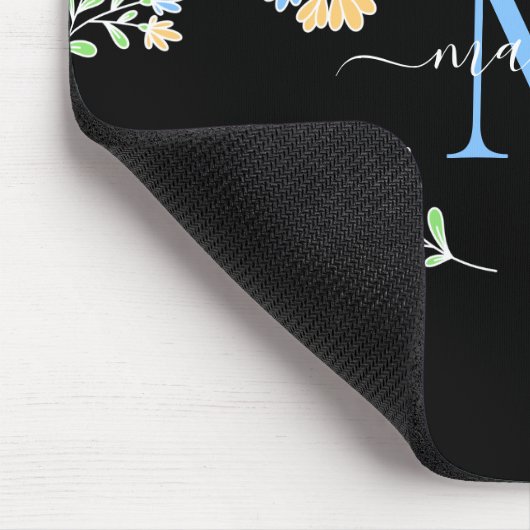 Mit Monogramm Name und Anfangsblauer Gelb Mousepad (Ecke)