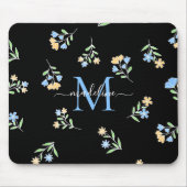 Mit Monogramm Name und Anfangsblauer Gelb Mousepad (Vorne)