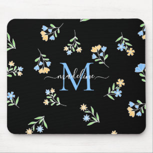 Mit Monogramm Name und Anfangsblauer Gelb Mousepad