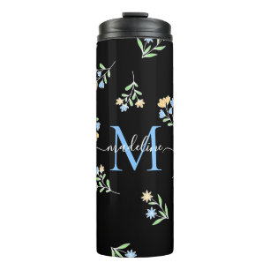 Mit Monogramm Name und Anfangsblauer Gelb Thermosbecher