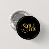 Mit Monogramm Name und elegante Unterschrift Button (Vorne & Hinten)