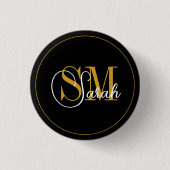 Mit Monogramm Name und elegante Unterschrift Button (Vorderseite)