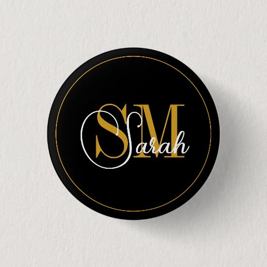 Mit Monogramm Name und elegante Unterschrift Button (Vorderseite)