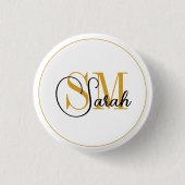 Mit Monogramm Name und elegante Unterschrift Button (Vorderseite)