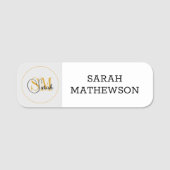 Mit Monogramm Name und elegante Unterschrift Namensschild (Vorderseite)