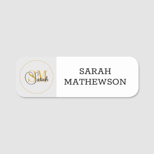 Mit Monogramm Name und elegante Unterschrift Namensschild (Vorderseite)
