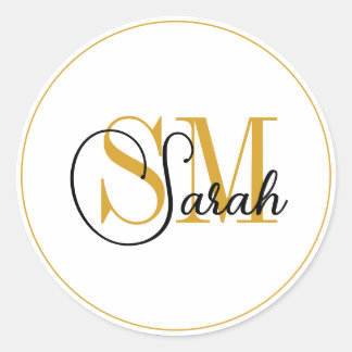 Mit Monogramm Name und elegante Unterschrift Runder Aufkleber