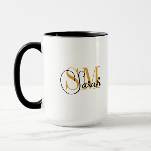 Mit Monogramm Name und elegante Unterschrift Tasse (Links)