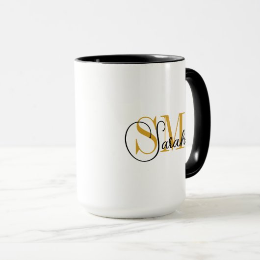 Mit Monogramm Name und elegante Unterschrift Tasse (VorderseiteRechts)