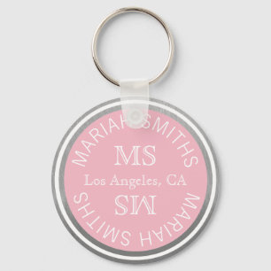 mit Monogramm (Name und Initiale) pink Schlüsselanhänger