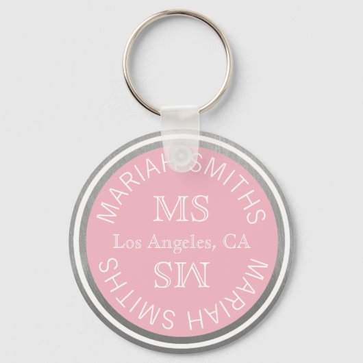 mit Monogramm (Name und Initiale) pink Schlüsselanhänger (Vorderseite)