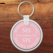 mit Monogramm (Name und Initiale) pink Schlüsselanhänger (Vorderseite)