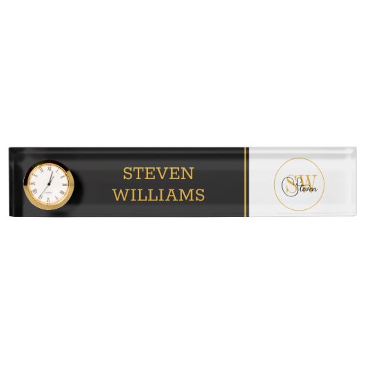 Mit Monogramm Name und moderne Unterschrift Namensplakette (Vorderseite)