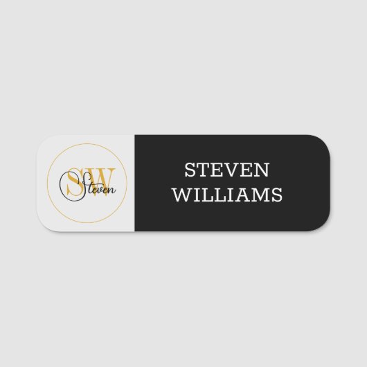 Mit Monogramm Name und moderne Unterschrift Namensschild (Vorderseite)