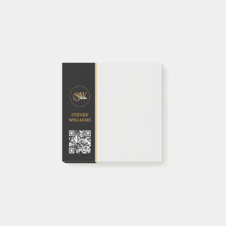 Mit Monogramm Name und moderne Unterschrift/QR-Cod Post-it Klebezettel