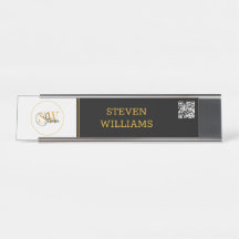 Mit Monogramm Name und moderne Unterschrift/QR-Cod