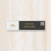 Mit Monogramm Name und moderne Unterschrift/QR-Cod Türschild (Vorderseite )