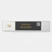 Mit Monogramm Name und moderne Unterschrift/QR-Cod Türschild (Vorderseite )