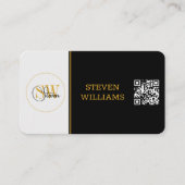 Mit Monogramm Name und moderne Unterschrift/QR-Cod Visitenkarte (Vorderseite)