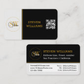 Mit Monogramm Name und moderne Unterschrift/QR-Cod Visitenkarte (Vorne/Hinten)