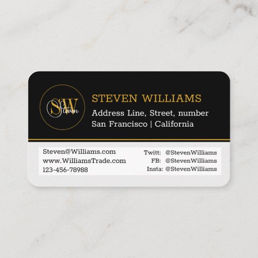 Mit Monogramm Name und moderne Unterschrift/QR-Cod Visitenkarte (Rückseite)