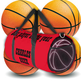 Mit Monogramm Name und Text in Rot/Schwarz | Duffle Bag