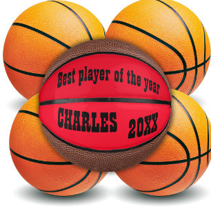 Mit Monogramm Name und Text in Rot/Schwarz   Mini Basketball