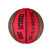 Mit Monogramm Name und Text in Rot/Schwarz | Mini Basketball (Vertikal)