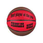 Mit Monogramm Name und Text in Rot/Schwarz | Mini Basketball (Vorderseite)