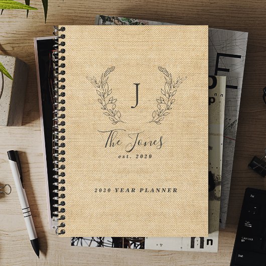 Mit Monogramm Name Zollfamilie rustikal 2026 Planer