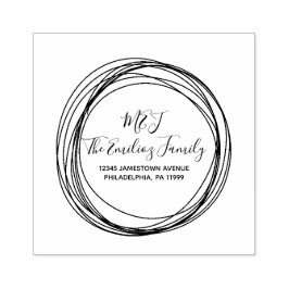 Mit Monogramm Namensadresse für die Familie Gummistempel