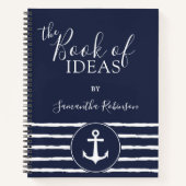 Mit Monogramm Nautical Ideas Journal Navy Blue Notizblock (Vorderseite)