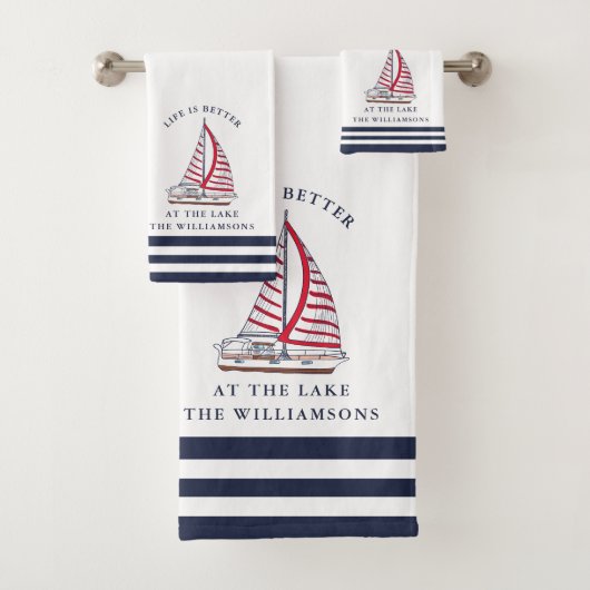 Mit Monogramm nautisches Leben am See besser Badhandtuch Set (Insitu)