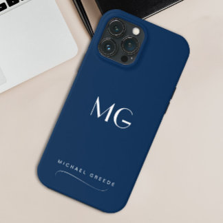 Mit Monogramm Navy Blau Minimalistisch mit Namen Case-Mate iPhone Hülle