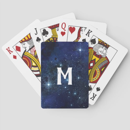 Mit Monogramm Navy Blue Galaxy Cluster Poker Cards Spielkarten (Rückseite)