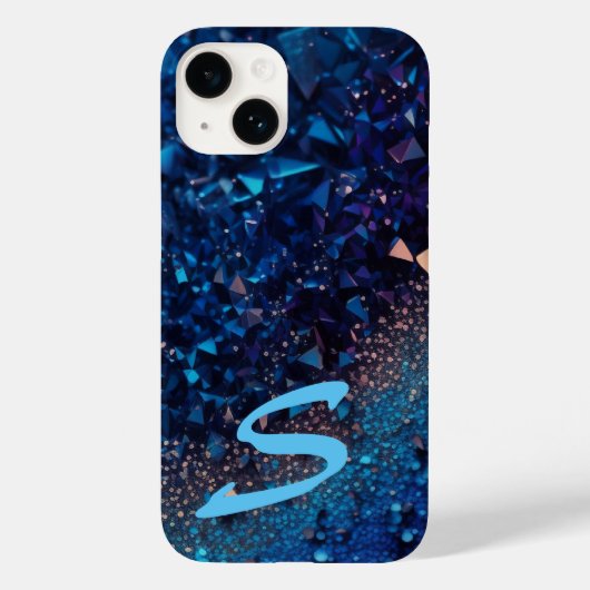 Mit Monogramm Navy Blue Glitzer Case-Mate iPhone Hülle (Rückseite)