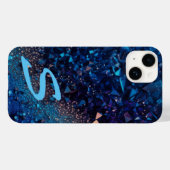 Mit Monogramm Navy Blue Glitzer Case-Mate iPhone Hülle (Rückseite (Horizontal))