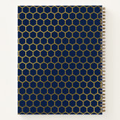 Mit Monogramm Navy Blue Gold Hexagon Muster Notizblock (Rückseite)