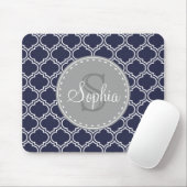 Mit Monogramm Navy Blue Lattice Muster Mousepad (Mit Mouse)
